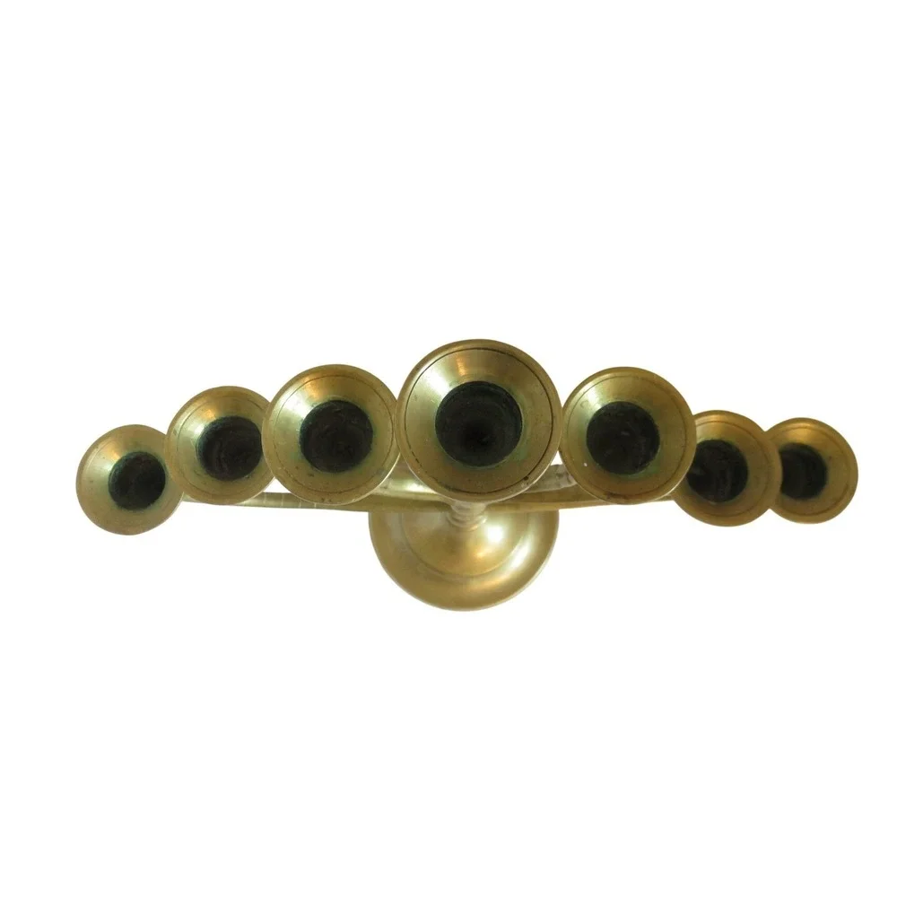 Vintage Solid Brass 7 Branch‎ Menorah Candelabra Traditional Judaica 11.5 Inch